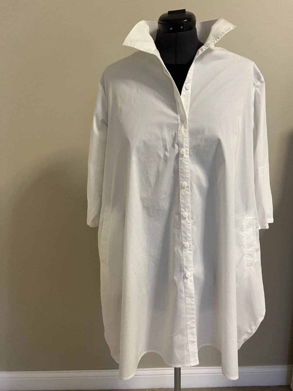 Stella Carakasi Tiburon Icon Oversized Tunic Pockets Lagenlook White Size L